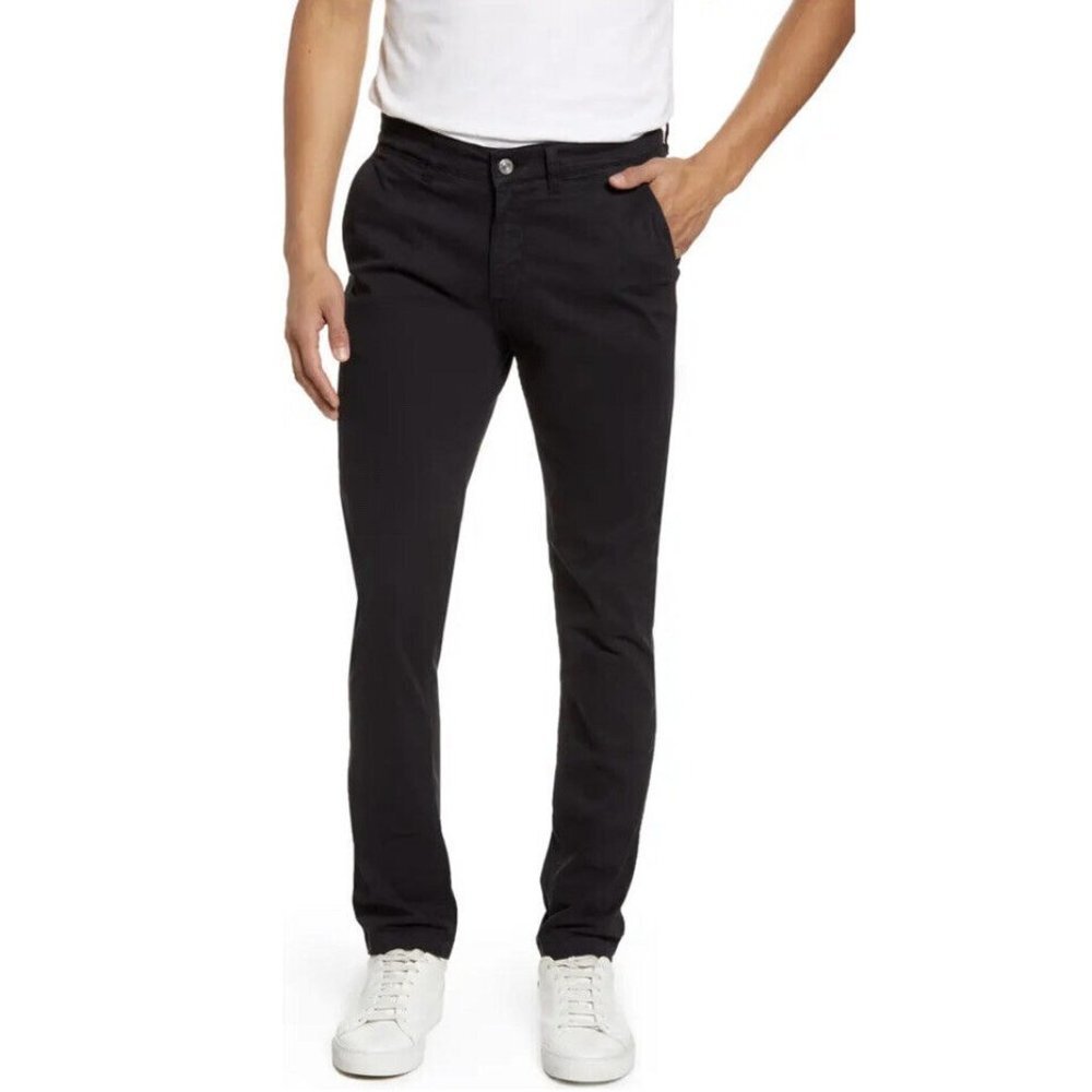 No Nationality Mens Pants Black Size Slim Tapered Chino Stretch SZ‎ 34x32